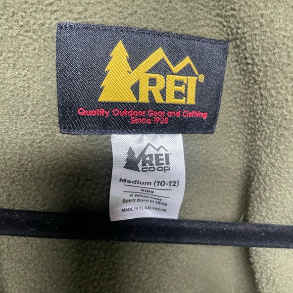 REI Kids Olive Fleece Jacket full zip olive green size 10-12 - Picture 2 of 4